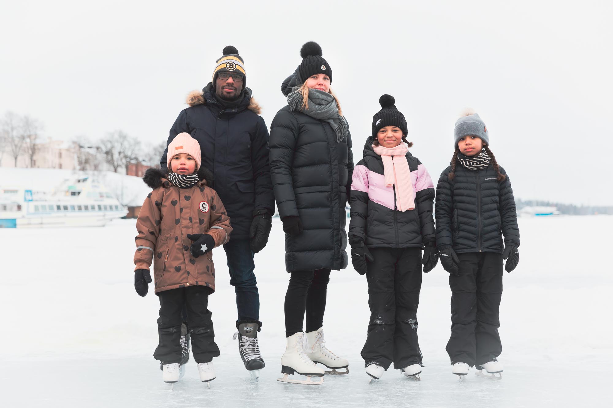 A Family of Five on the Lake Ice.